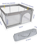 Kid Friendly Adjustable Baby Playpen With Gates, Safe And Sturdy Baby Playard Featuring Breathable Mesh, 50x50x27 inches with carry bag