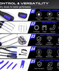 Rugged 17 Piece Pick And Hook Tool Set With Magnetic Pickup Bar Hella Tough Carbon Steel Auto Repair Kit illustrated features.