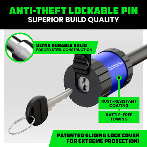2 Inch Trailer Hitch Pin With Patented Locking Receiver For Class III And IV Hitches Weatherproof Anti Theft Debris Protected