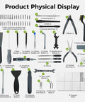 Creality 74-piece 3D printer tools kit, front view; includes spatula, tweezers, pliers, nozzle cleaner.
