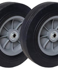 Flat Free 10 Inch Solid Rubber Wheels Set Of 2 With Three Quarters Inch Ball Bearings For Hand Trucks Dollies Carts And Rubbermaid