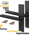 2 Pack Heavy Duty Floating Shelf Brackets For Granite Countertops, Hidden Knee Wall Mount Supports with included screws, black steel