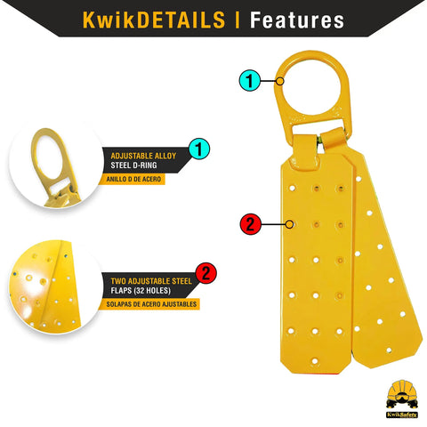 Gator Roof Anchor Bundle yellow alloy steel D-ring with adjustable steel flaps, 32 holes, ANSI OSHA certified fall protection.