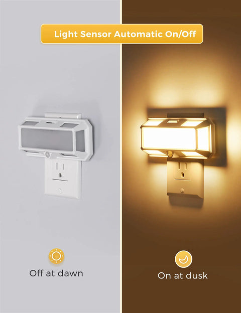 Bright LED Night Light With Dusk To Dawn Sensor for a no brainer plug in wall night light dimmable 0 to 250LM 2W soft white 3000K