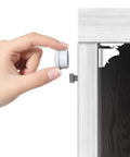 Magnetic Cabinet Locks For Child Safety Inside Cabinets Keeps Doors Locked Up Tight Kid Proofing System with key in hand