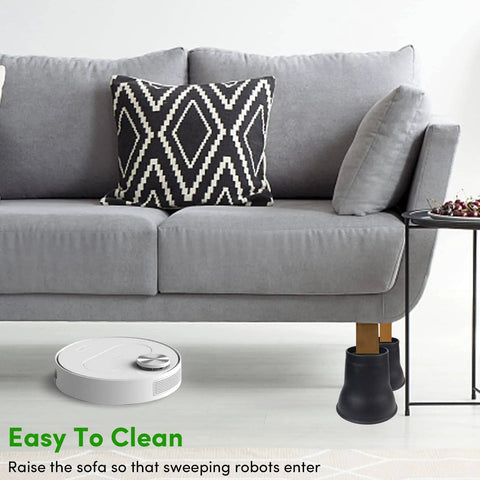 Heavy Duty 6 Inch Bed Risers Set, 9 Pack With Caster Pads, Holds Up To 6600 Lbs, Round Furniture Risers under a sofa