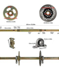One Inch Go Kart Live Axle Kit For Quad Trike And Golf Cart With 16x8-7 Tubeless Wheels Tires Rim Chain Sprocket And Brake Master Cylinder