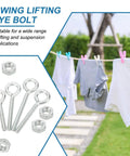 Heavy Duty M5x30mm Shoulder Swing Lifting Eye Bolts With Nuts 20 Pack Carbon Steel Threaded Screws for hanging clothes.