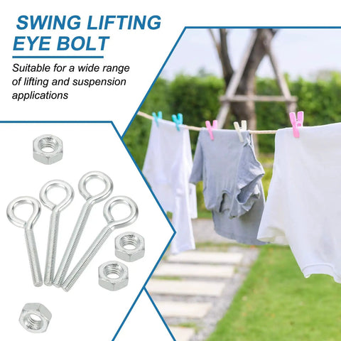 Heavy Duty M5x30mm Shoulder Swing Lifting Eye Bolts With Nuts 20 Pack Carbon Steel Threaded Screws for hanging clothes.