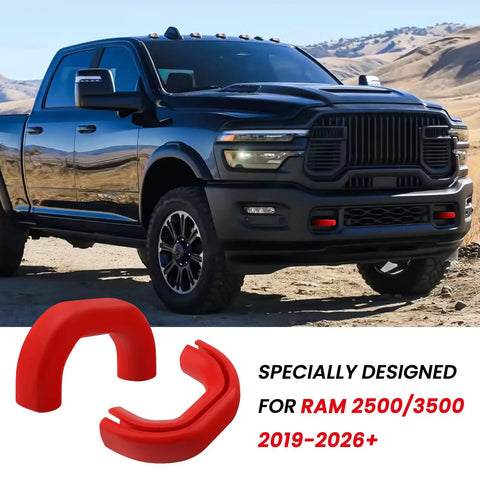 RAM 2500 3500 Front Tow Hook Covers Hitch Cover Custom Fit 2019 2026 Red Truck Ready Style Durable Front Bumper
