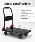 Heavy Duty Folding Platform Hand Truck With Foldable Handle, Flatbed Dolly Cart With Silent Wheels, Workhorse Portable Moving Trolley For Warehouse, Office, Home And Luggage, Easy Storage, 73 By 47 in black with 4 wheels