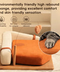 Modern Wooden Pet Hangout Haven With Swinging Toy, Built Like A Tank Oak Veneer Sofa Bed, Ultra Comfy High Resilience Foam Cushion with a dangling toy.