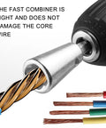 Heavy Duty Drill Mount Wire Strippers Adjustable Cable Peeler For Fast Copper And Aluminum Insulation Removal No Sweat Power Drill Compatible close-up of wire stripper with copper wire.