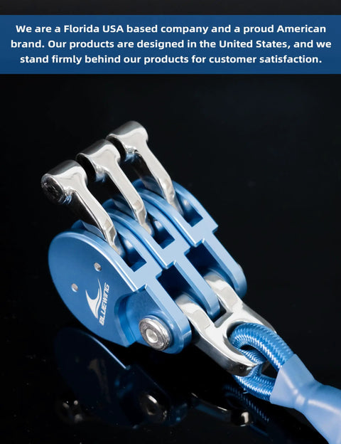 Beefy Offshore Outrigger Line Lock Pulley With Triple Aluminum Alloy Body And Stainless Steel Snap Swivel, side view