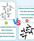 Heavy Duty Twelve Pack Zinc Plated Load Center Cover Screws with wear-resistant construction in a comparison image showing durability.