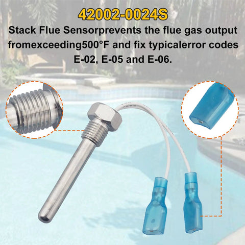 All In One Pool Heater Repair Kit With Stack Flue Sensor Thermistor And High Limit Switch For Pentair Sta Rite MasterTemp Max E Therm SR200 SR333 SR400 Pool And Spa Heaters, metal sensor