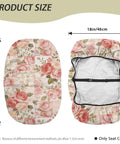 Cool Rose Flower Patchwork Seat Cover For Electric Wheelchair Or Mobility Scooter, shows size dimensions and design details.