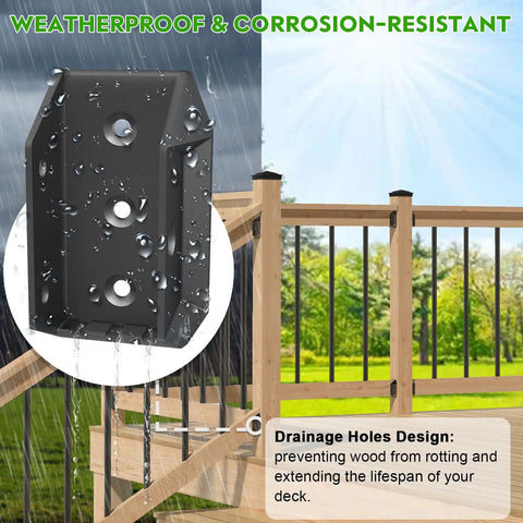 Heavy Duty Aluminum Deck Railing Bracket Connectors For 2 By 4 Wood Posts Outdoor Fence Stair Rail Hardware with drainage design