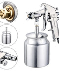 Heavy Duty Adjustable Pneumatic Paint Sprayer Built Like A Beast With Ergonomic Handhold, showcasing metal frame and atomization tip.