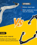 Comparison of hollow steel tube vs Beefed Up Front Upper Control Arm Kit With Ball Joint Tie Rod End Sway Bar Link And PU Bushings