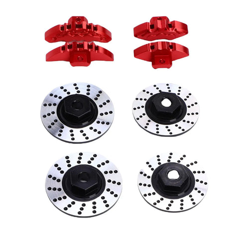 Upgrade Your Ride With This Sick Pongnas 4-TEC Drift Hex Rotor Caliper Pin Set Made From Tough CNC Milled 6061 Aluminum Alloy Brake Discs Screws And Pins Kit Perfect For 10 Scale RC Car Racing And Tuning red and silver RC brake parts set