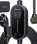 Level 2 Portable EV Charger 32A 240V With NEMA 14-50 Plug, Four-Prong, Plug-And-Play Ready displayed with cable and plug
