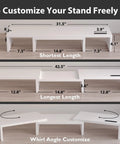 Dual Monitor Stand With Smartphone Holder For Your Setup Adjustable Length From 31.5 To 42.5 Inches Swivel Angle Ergonomic Wooden Desk Organizer For PC Monitor Laptop And Printer White with adjustable length and swivel options.