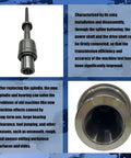 Rock Solid R8 Milling Machine Spindle Shaft With Precision Splines And Heavy Duty Sealed Bearings Complete 545mm Replacement Kit front and detailed view.