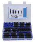 Awesome 80 Piece Pneumatic Push To Connect Fitting Set For Air Line Systems With Quick Tool Free Hook Up For 5/32 To 1/2 Inch Nylon And PVC Hose in storage case