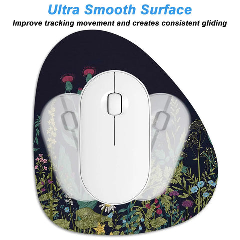 Small Mouse Pad 6 x 7 Inch Irregular Mini Pad With Non Slip Rubber Base Waterproof Compact Mouse Mat For Laptop Midnight Flowers