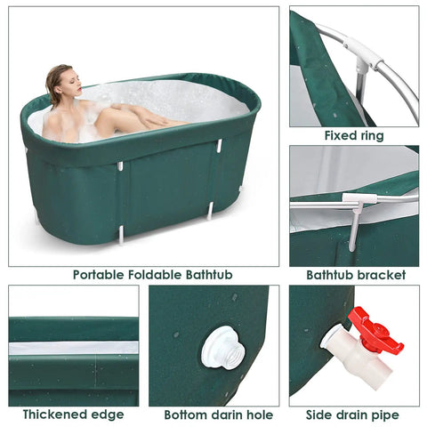 Portable Foldable Bath Tub For Adults With Thick Insulation Foam Keeps Water Warm Oval Bath Tub For Showers Space Saving