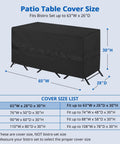 65-Inch Wide By 28-Inch Deep By 30-Inch High Outdoor Bistro Set Cover For Table And Two Chairs Waterproof With Air Vent UV Resistant