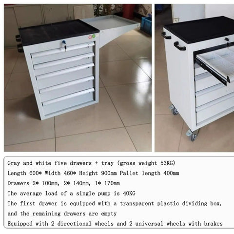 Rolling Tool Organizer Cart With 5 Drawers Wheeled Tool Cabinet Box With Tray Large Workshop Storage Chest For Mechanics And Home Garages