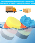 11Pcs Pro Grade Car Buffing Pads For Drill Polishing Kit submerged in water for reshaping, showing foam and sponge textures.