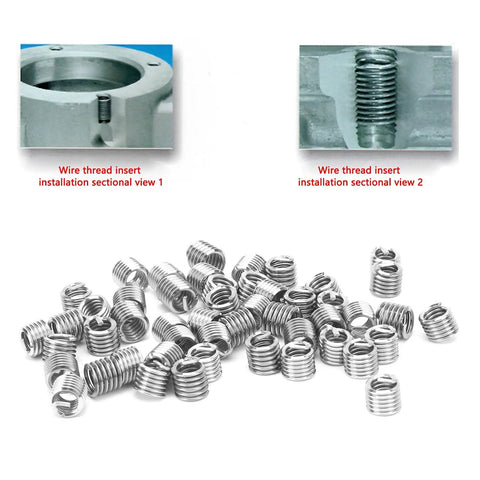 50Pcs Wire Thread Insert Kit 304 Stainless Steel NPT UNC Threads 1/4-20 Coiled Helical Sleeves with screws for repairs