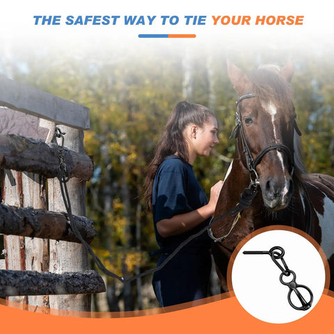 Three Set Stainless Steel Horse Tie Rings With Eye Bolts And Snaps Safe Restraint Gear outdoor use with horse