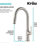Game Changer Stainless Steel Pull Down Kitchen Faucet With Spot Free Brushed Finish And Full Range Swivel Spout dimensions diagram
