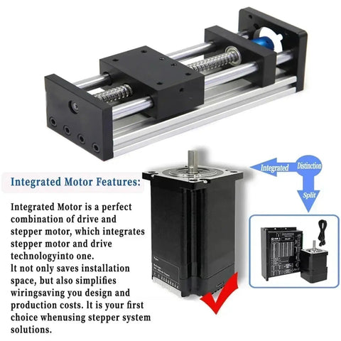 80mm Width Ballscrew Slide Table SFU1605 CNC Linear Stage Motion Module With NEMA23 57mm Motor Kit 100mm To 300mm Travel Heavy Duty Rig For Precision Milling And Robotic Add Ons Max Load 40Kg, integrated motor