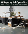 63 Inch Standing Desk With File Cabinet And Privacy Panel Electric Height Adjustable L Shaped Desk With AC USB Ports