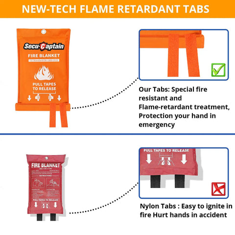 Emergency Fire Blanket 4 Pack 40 By 40 Inches Fiberglass Fire Blankets For Home Kitchen Camping Car Office Warehouse Safety And Survival Everyday Emergency Prep Gear with flame retardant tabs detail.