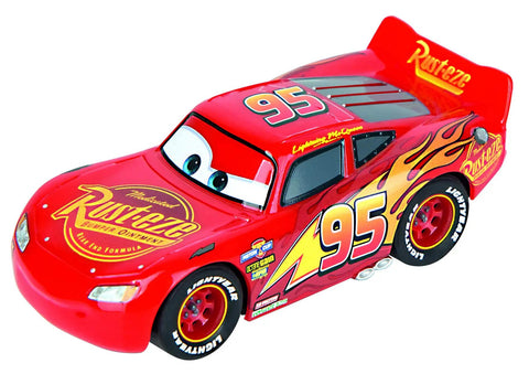 Lightning McQueen model car from Disney Pixar Cars Slot Car Race Set For Kids Ages 3 And Up, featuring bright red design