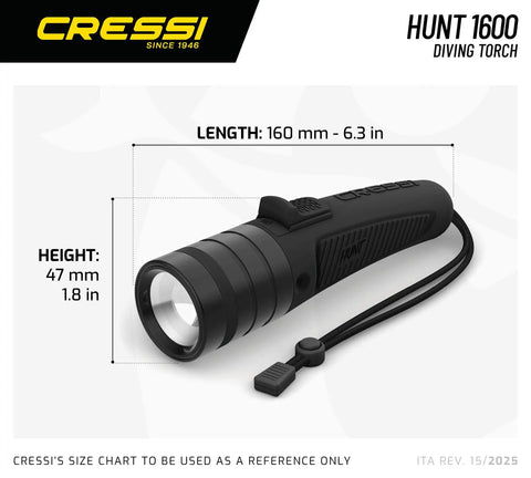 Go To Spearfishing Underwater Flashlight 1600 Lumens Hunt Torch With Ergonomic Anti Slip Grip, size 160mm x 47mm