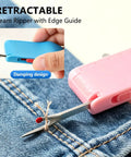 Pro Grade Magnetic Seam Guide For Sewing Machines with retractable seam ripper and edge guide in pink and blue, 2 pack