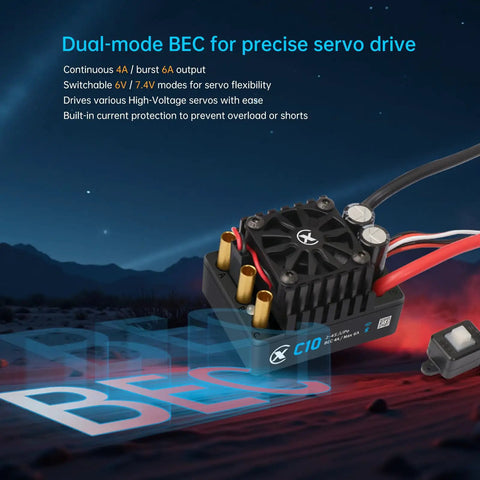 C10 Sensorless Brushless ESC For RC Car 120A Continuous Current 2-4S LiPo Compatible 6V And 7.4V BEC