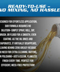 EvapLube 2200 Heavy Duty Penetrating Oil pouring from container with text highlighting ease of use and grease-free finish