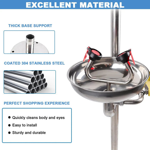 Emergency Eyewash And Shower Station Kit For Workplace Safety OSHA Approved Stainless Steel Dual Nozzle Eye Wash And Body Shower