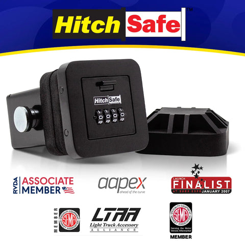 Solid Steel Hidden Trailer Hitch Locker With FourDigit Combo Lock Secret Stash Safe For Keys Cash And Cards, black steel receiver.