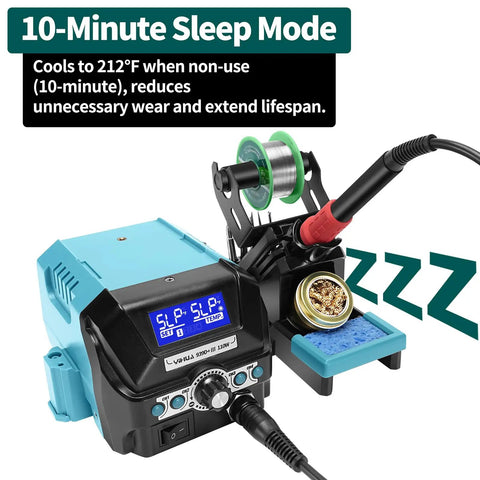 Pro Grade 110W Digital Soldering Station Kit With LCD Display And Sleep Mode, Four Memory Channels, Digital Calibration, Helping Hands, Magnifier, Solder Wire, And Three Replacement Tips