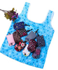 Foldable Reusable Grocery Tote Bags Six Pack for Easy Shopping and Travel, 190T polyester, pocket-sized with various patterns