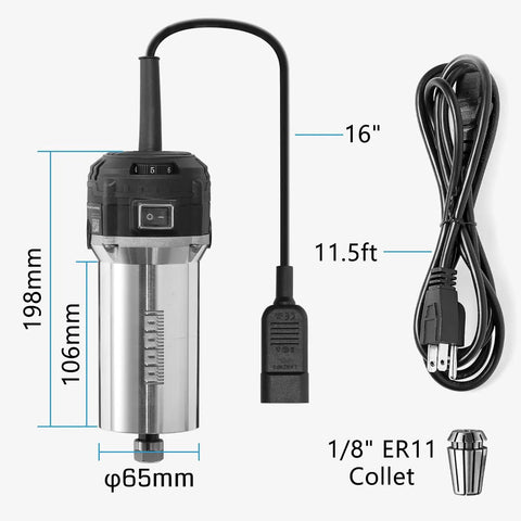 Powerful 710W Compact Palm Router With 65mm Diameter, Six Variable Speeds, ER11 Collet, Four Carbon Brushes, Spindle Motor Upgrade For CNC Machines, Smooth Start And Precise Carving For Pro Woodworking
